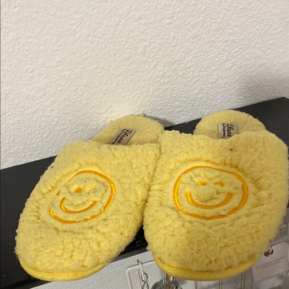 Yellow Smiley Face Slippers